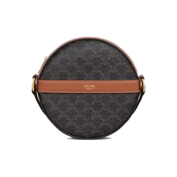 CELINE Triomphe Canvas With Lambskin Round Bag Coin Purse Crossbody Bag Shoulder Bag Women's Black Brown