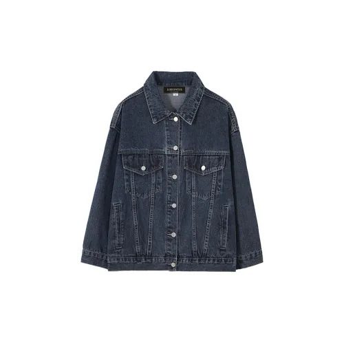 LOKUINTUS Denim Jackets Women's Dark Blue