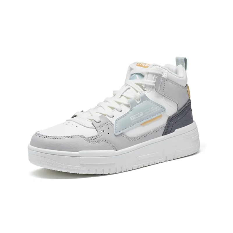 XTEP High Top Skateboard Shoes Women's White Gray-1