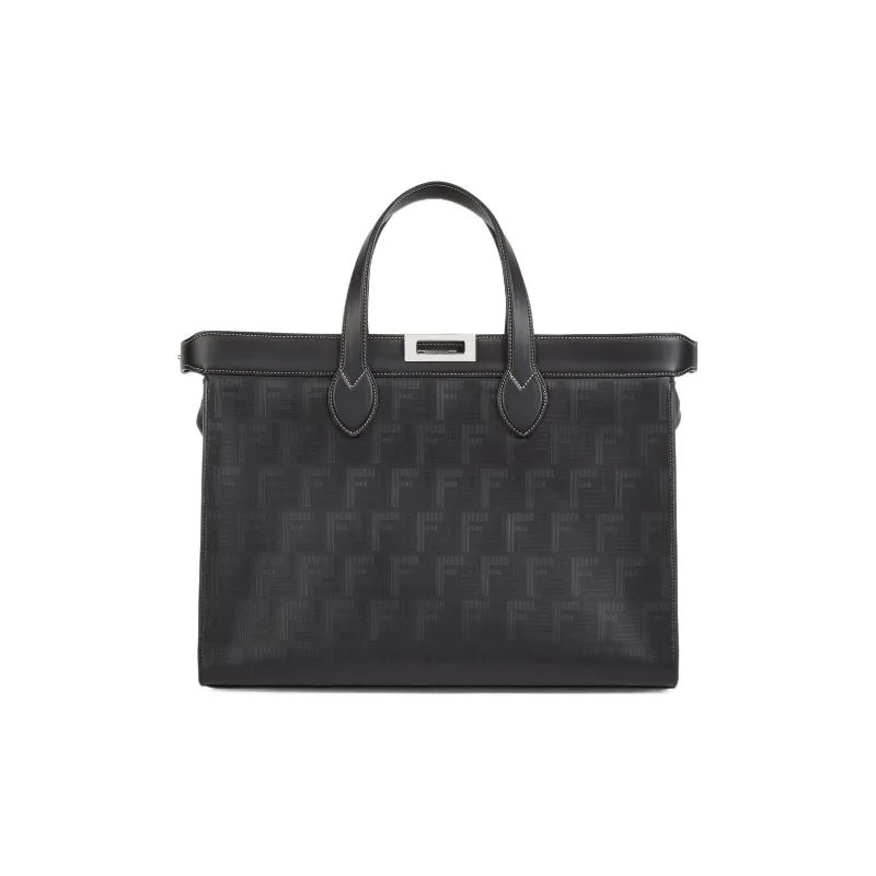 FENDI Peekaboo ISeeU Forty8 Calfskin Shoulder Bag Crossbody Bag Handbag Men's Black-2