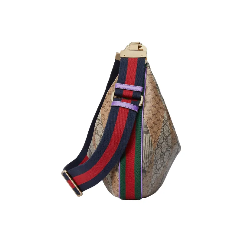 GUCCI Attache Multicolor Double G Patchwork Canvas Dumpling Bag, Portable Crossbody Bag, Shoulder Bag Women's-5