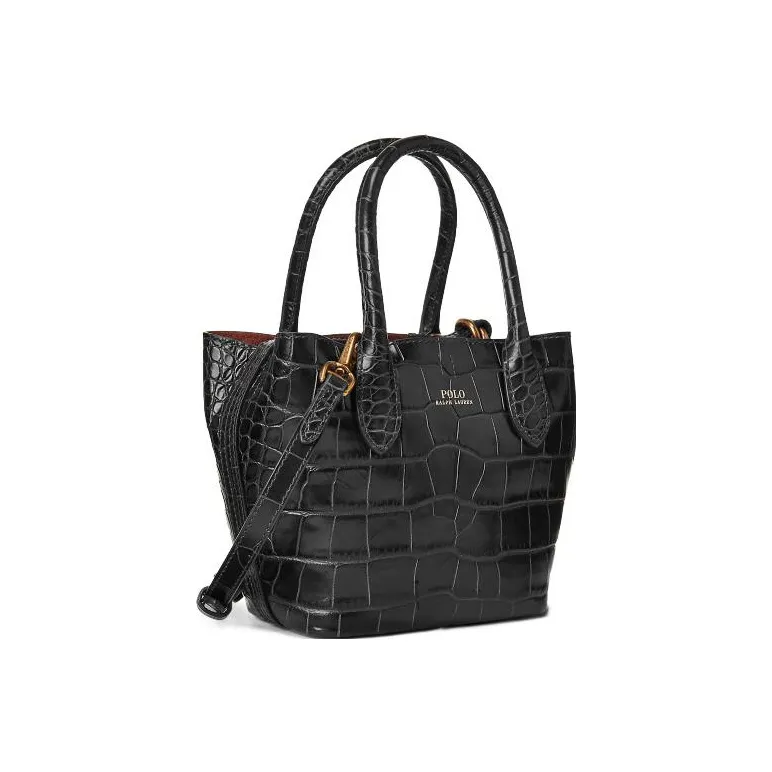 Polo Ralph Lauren Cow Leather Tote Bag Shopping Bag Shoulder Bag Crossbody Bag Handbag Mini Women's Black-1