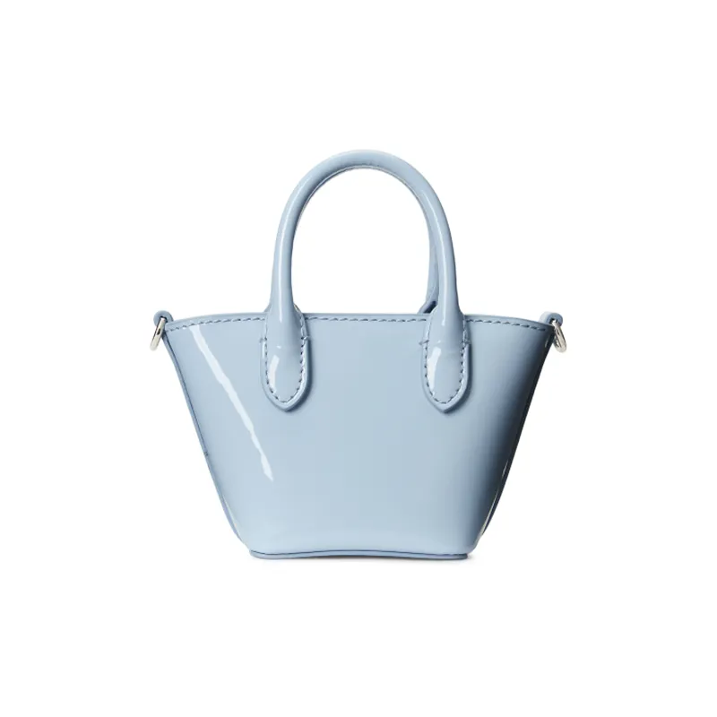 Polo Ralph Lauren Cow Leather Tote Bag Shopping Bag Shoulder Bag Crossbody Bag Handbag Women's Light Blue-2