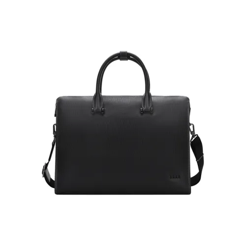 ELLE HOMME Cow Split Leather Document Bag Briefcase Medium Size Men's Black