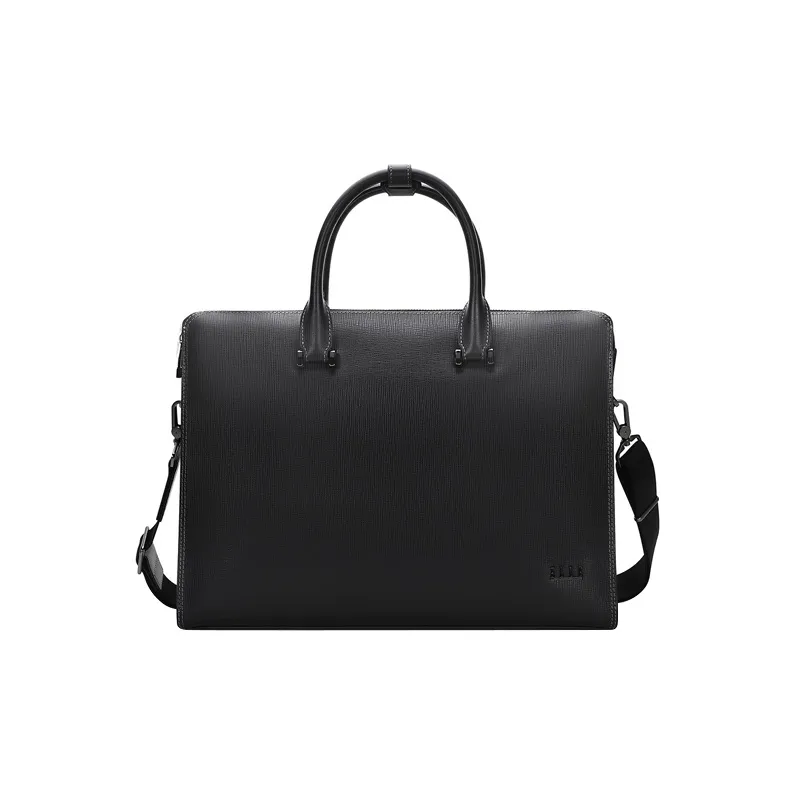 ELLE HOMME Cow Split Leather Document Bag Briefcase Medium Size Men's Black-0