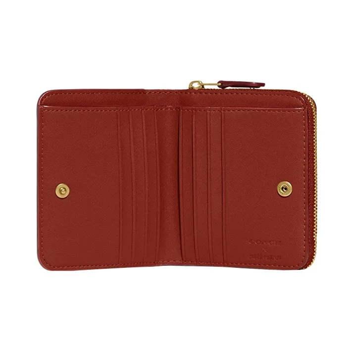 COACH MINT+SERF Collaboration Billfold Wallet Canvas With Leather Card Holder Wallet Mini Women's Brown-1