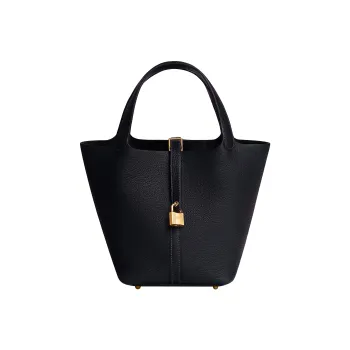 HERMES Picotin Lock TC Leather Basket Bag Handbag Bucket Bag 22 Women's 3Y Caban Dark Blue
