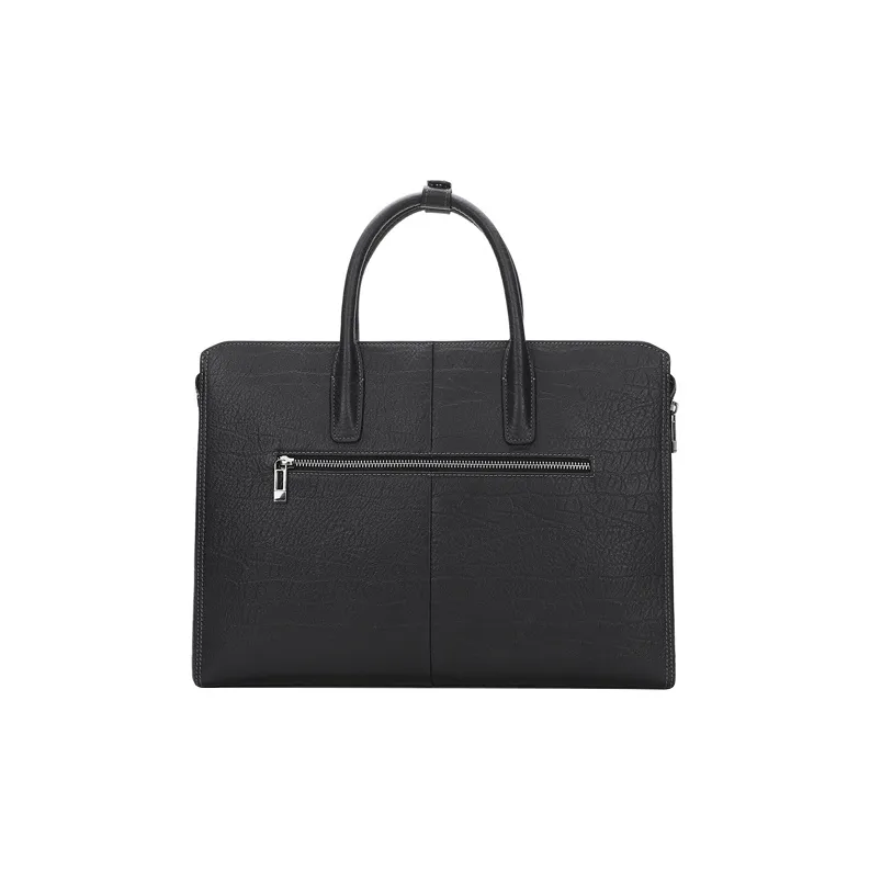 ELLE HOMME Top Grain Cow Leather Briefcase, Handbag, Document Bag, Laptop Bag, Crossbody Bag Medium Size Men's Black-3
