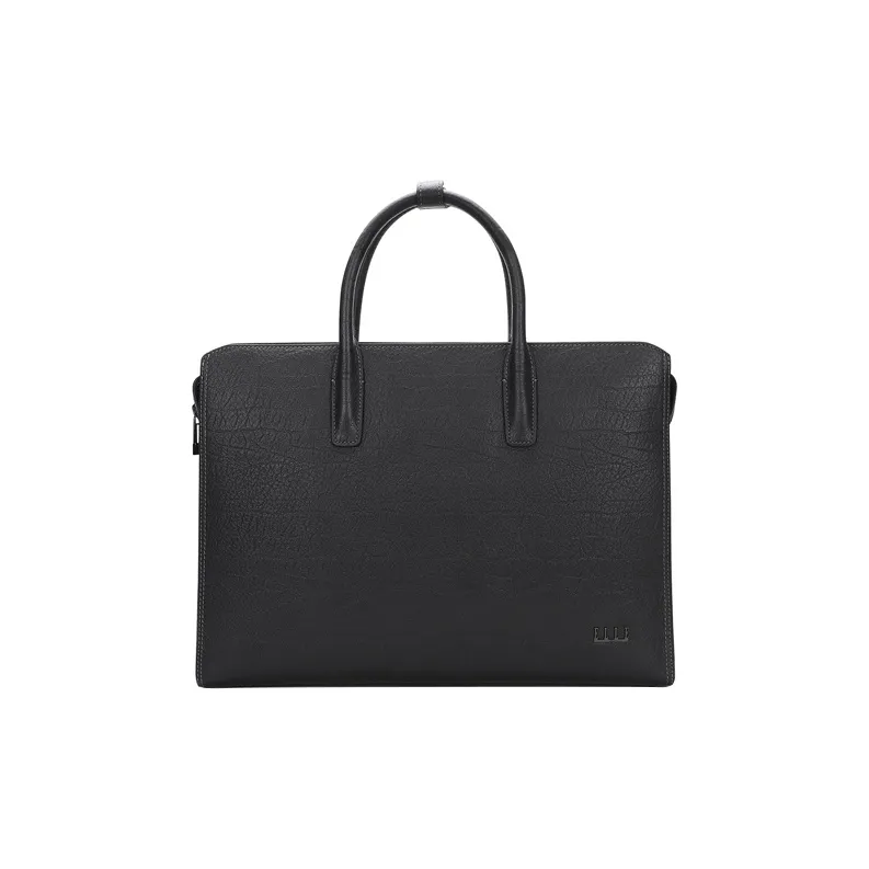 ELLE HOMME Top Grain Cow Leather Briefcase, Handbag, Document Bag, Laptop Bag, Crossbody Bag Medium Size Men's Black-0
