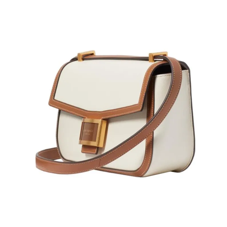Kate Spade Cow Leather Crossbody Bag Shoulder Bag Medium Size Women's White & Brown-2