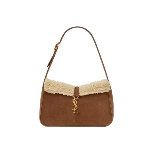 SAINT LAURENT LE5A7 Shearling With Suede Shoulder Bag, Handbag, Shoulder Bag Women's Brown