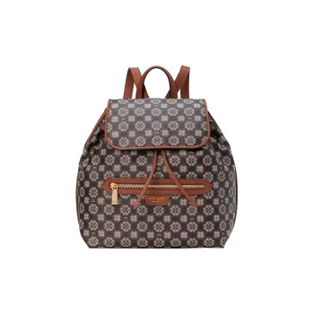Kate Spade Coated Canvas Backpack Medium Size Women's Black & Brown