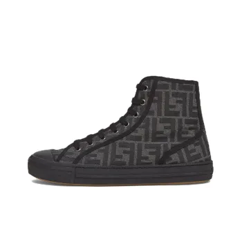 FENDI Domino High Top Stylish Skateboarding Shoes Men's Black