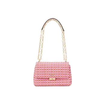 Kate Spade Fabric With Leather Patchwork Detail Crossbody Bag Shoulder Bag Women's Pink & Red