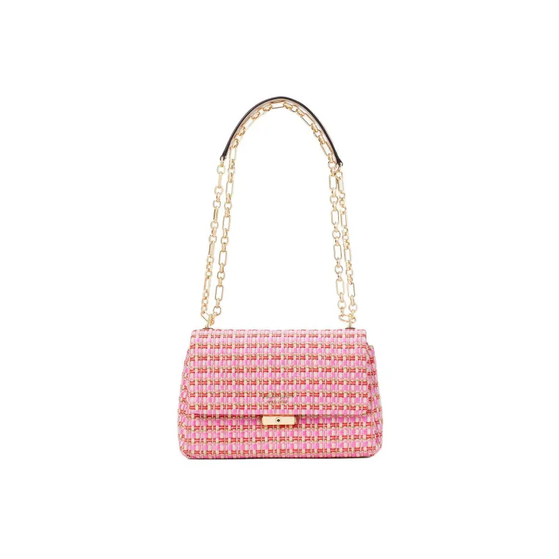 Kate Spade Fabric With Leather Patchwork Detail Crossbody Bag Shoulder Bag Women's Pink & Red-0