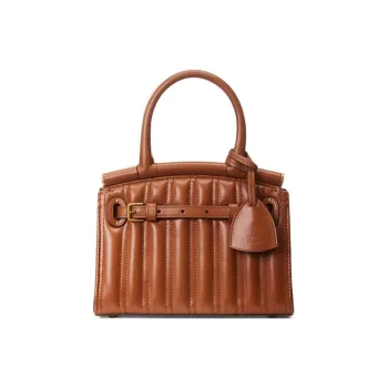 Polo Ralph Lauren Quilted Cow Leather Shoulder Bag Crossbody Bag Handbag Mini Women's Brown