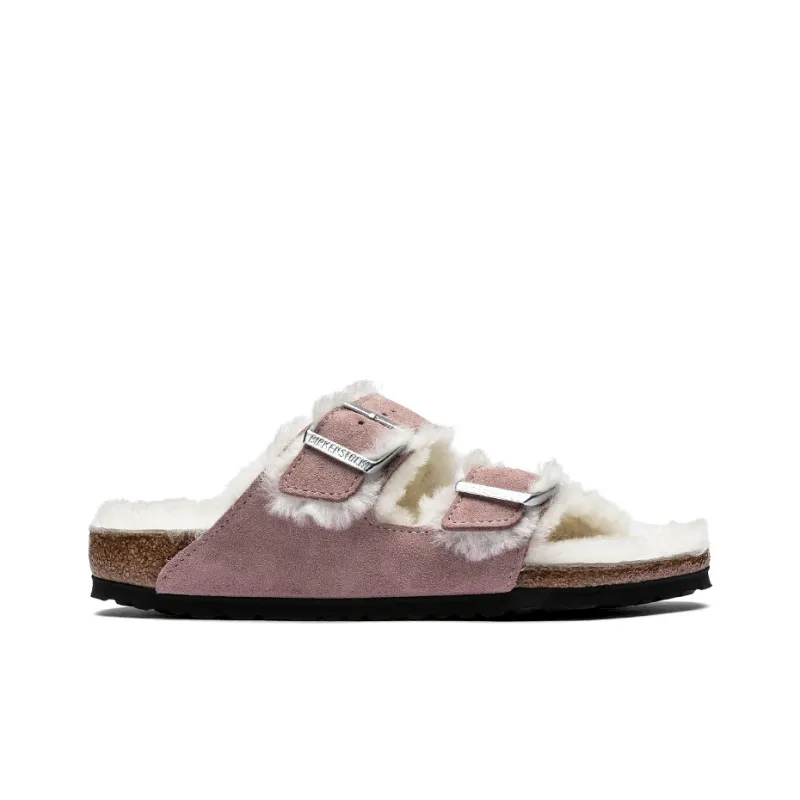 Birkenstock Arizona Shearling Other Abrasion-Resistant Slide Slippers Unisex Pink Narrow Fit-1