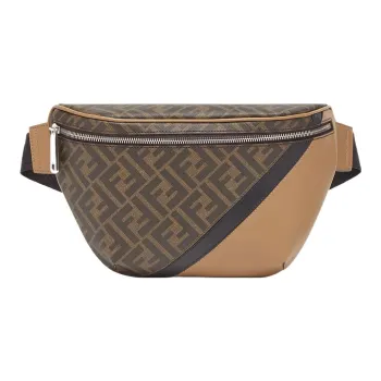 FENDI Cow Leather Fanny Pack Men's Brown