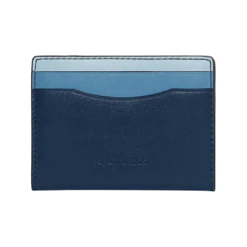 COACH Card Case Calfskin Document Wallet Card Holders Mini Men's Midnight Blue & Pacific Blue