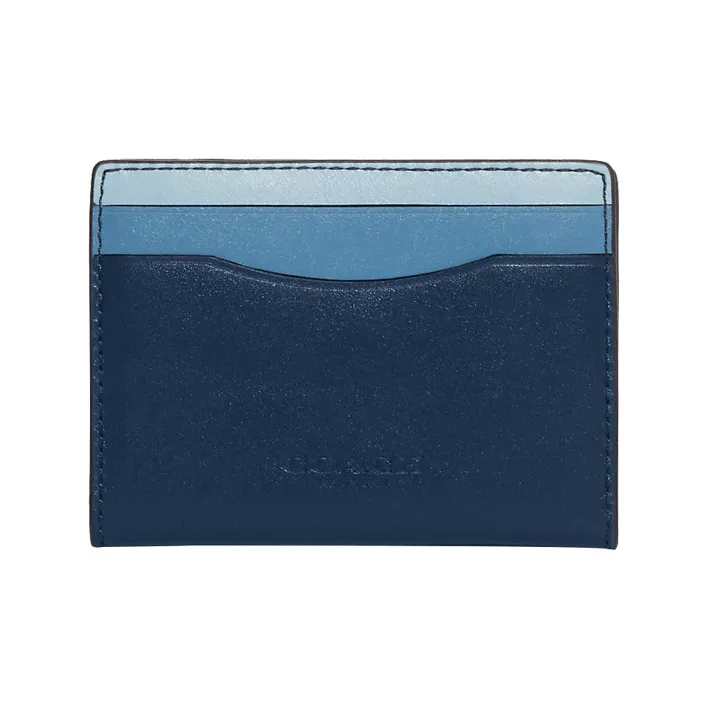 COACH Card Case Calfskin Document Wallet Card Holders Mini Men's Midnight Blue & Pacific Blue-0