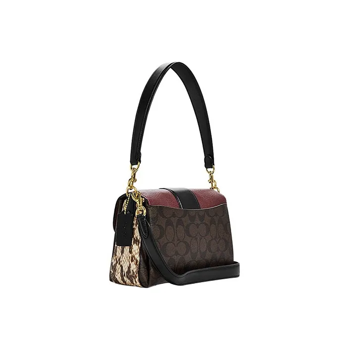COACH Grace Artificial Leather Bonded Sheepskin Shoulder Bag Portable Crossbody Bag Shoulder Bag Women's Brown & Red-1