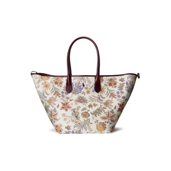 Polo Ralph Lauren Fabric Cow Leather Patchwork Tote Bag Shopping Bag Shoulder Bag Handbag Large Size Women's White