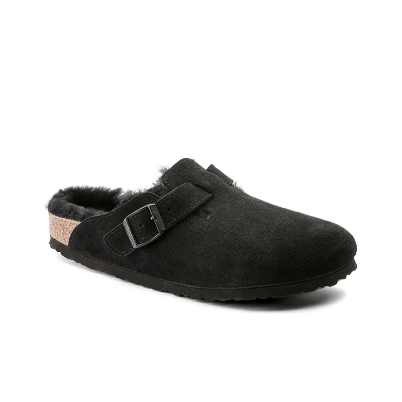 Birkenstock Boston Shearling Medium/Narrow Fit Suede Leather Black-2