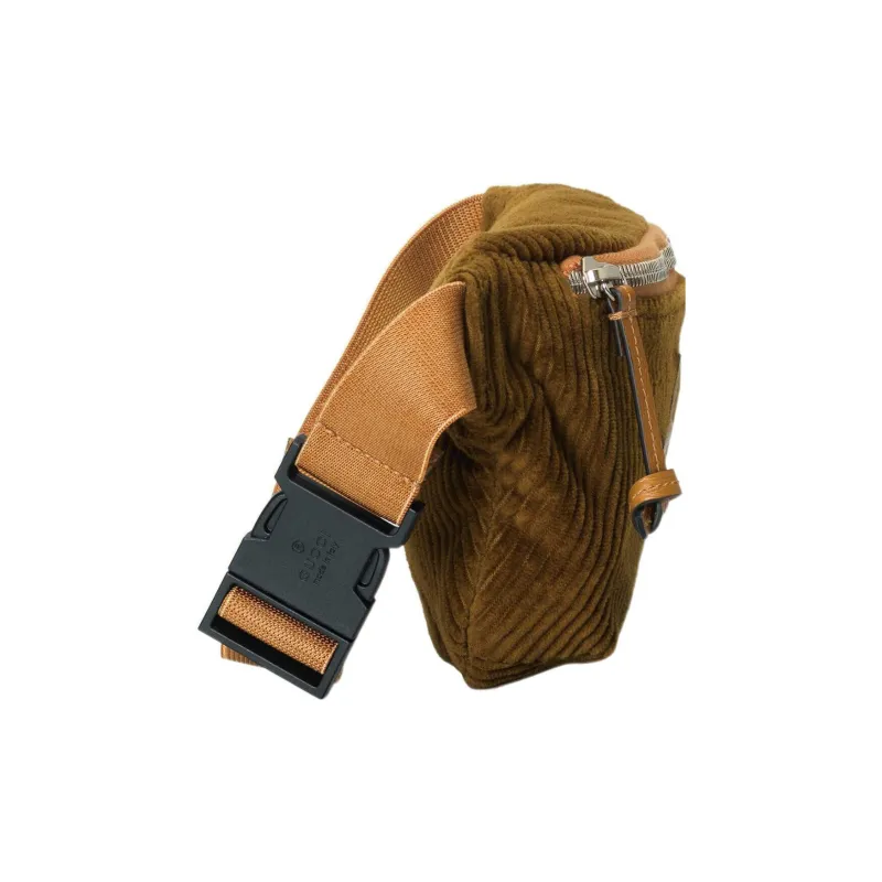 GUCCI Corduroy Patch Leather Decoration Fanny Pack Sling Bags Kids' Bags Regular Kids' Brown-2