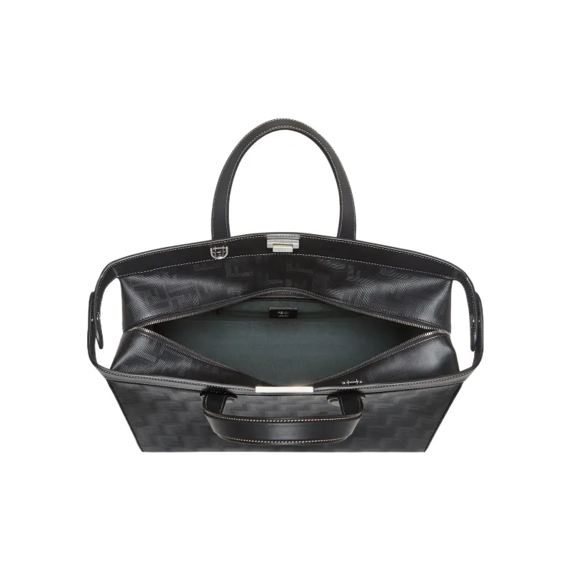 FENDI Peekaboo ISeeU Forty8 Calfskin Shoulder Bag Crossbody Bag Handbag Men's Black-3