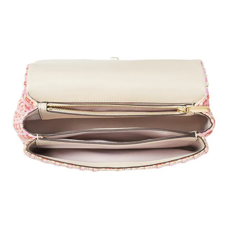 Kate Spade Fabric With Leather Patchwork Detail Crossbody Bag Shoulder Bag Women's Pink & Red-3