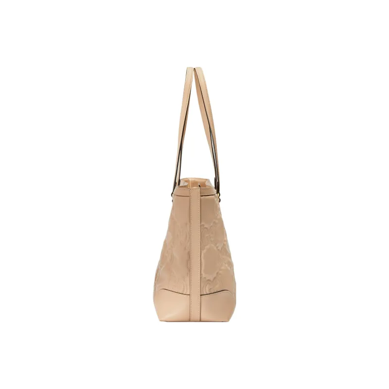 GUCCI GG Matelassé Leather Tote Shopping Bag Shoulder Bags Handbags Medium Size Women's Beige Yellow-3