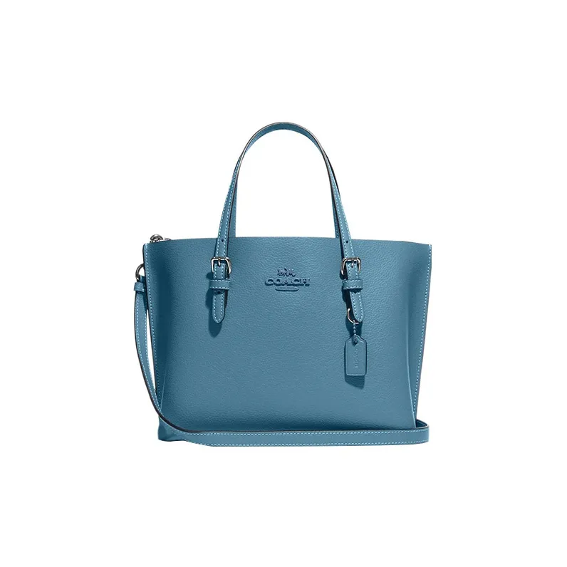 COACH Mollie Split Cow Leather Tote Bag Shopping Bag Shoulder Bag Crossbody Bag Handbag 25 Women's Pacific Blue-0