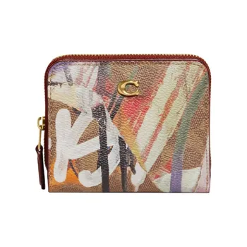 COACH MINT+SERF Collaboration Billfold Wallet Canvas With Leather Card Holder Wallet Mini Women's Brown