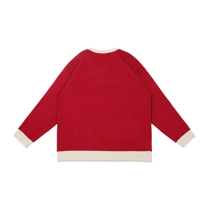 WAYNEXZAVIER Loose Fit Sweater Men's Red-1