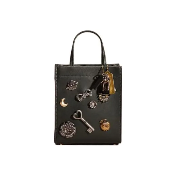 COACH Cashin Leather Shoulder Bag Crossbody Bag Handbag Mini Women's Black-0