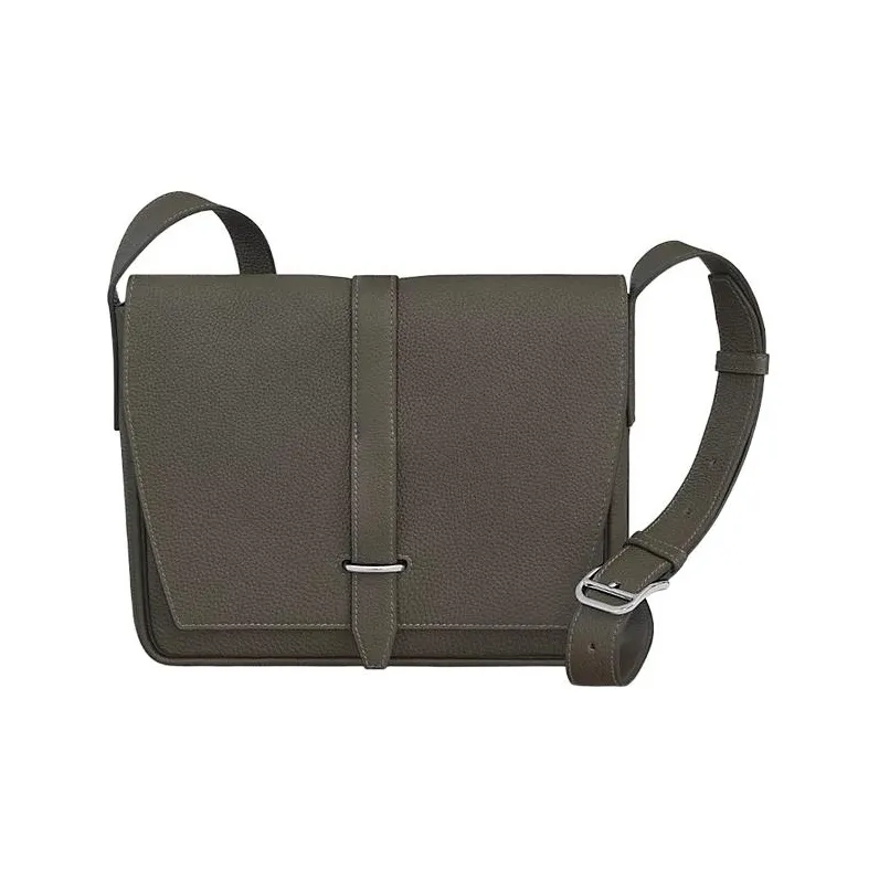 HERMES Steve Light Junior Togo Calfskin Messenger Bag Shoulder Bag Crossbody Bag Men's G8 Vert Maquis Forest Green-0