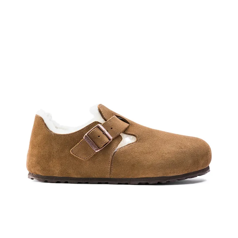 Birkenstock London Shearling Suede Leather Narrow Fit 'Tea'-1