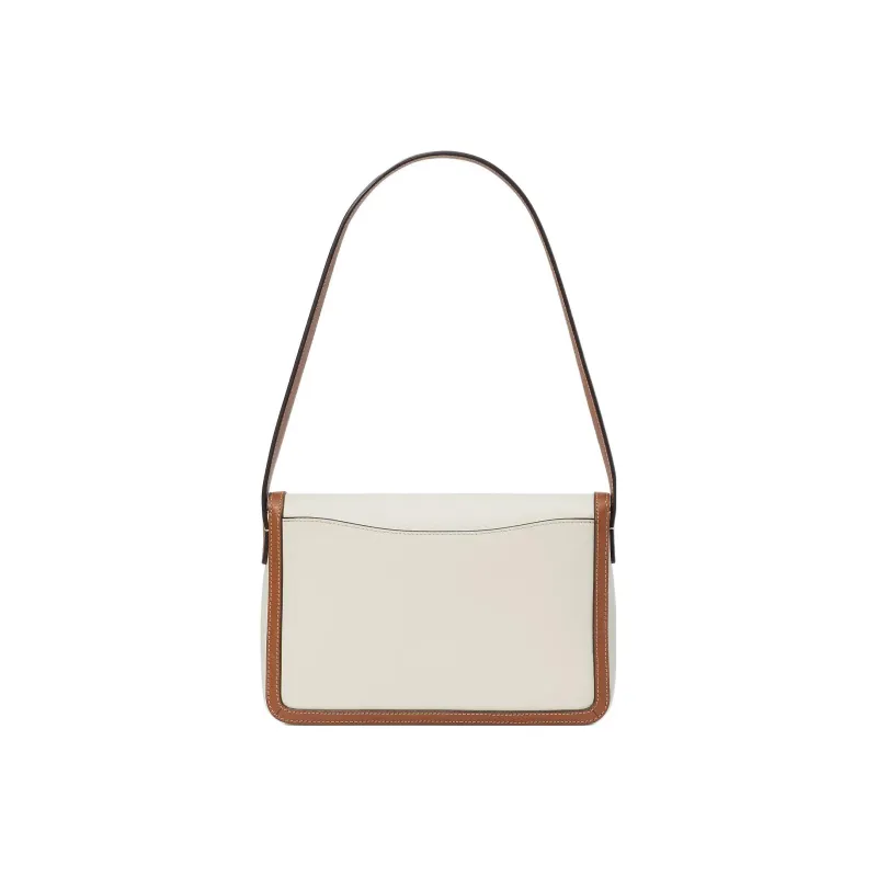 Kate Spade Katy Leather Handbag, Shoulder Bag Medium Size Women's White & Brown-1