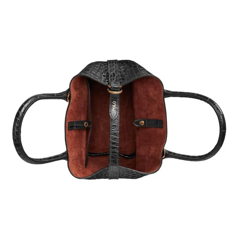 Polo Ralph Lauren Cow Leather Tote Bag Shopping Bag Shoulder Bag Crossbody Bag Handbag Mini Women's Black-3