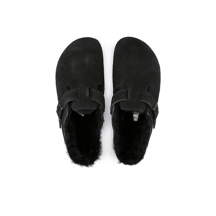 Birkenstock Boston Shearling Medium/Narrow Fit Suede Leather Black-4