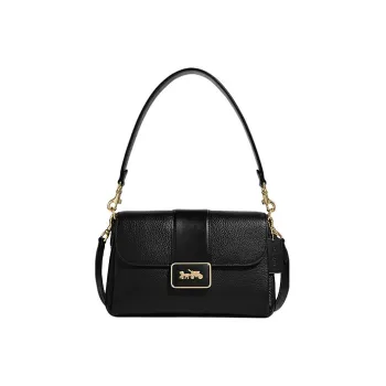 COACH Grace Leather Mahjong Bag Portable Crossbody Bag Shoulder Bag Medium Size Women's Black