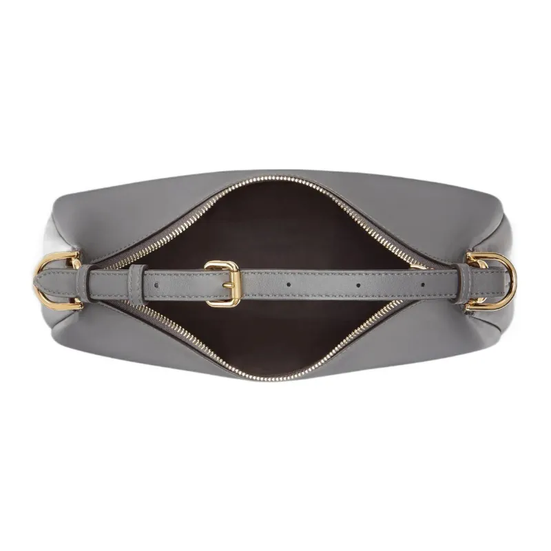 FENDI Fendigraphy Calfskin Crescent Bag Handbag Shoulder Bag Women's Dark Gray-4