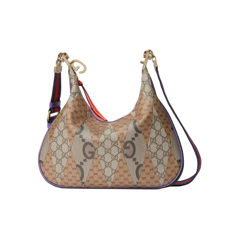 GUCCI Attache Multicolor Double G Patchwork Canvas Dumpling Bag, Portable Crossbody Bag, Shoulder Bag Women's-3
