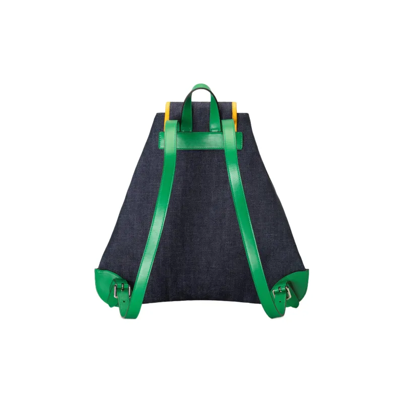 GUCCI Denim Backpack Regular Kids' Dark Blue \ Yellow \ Green-1