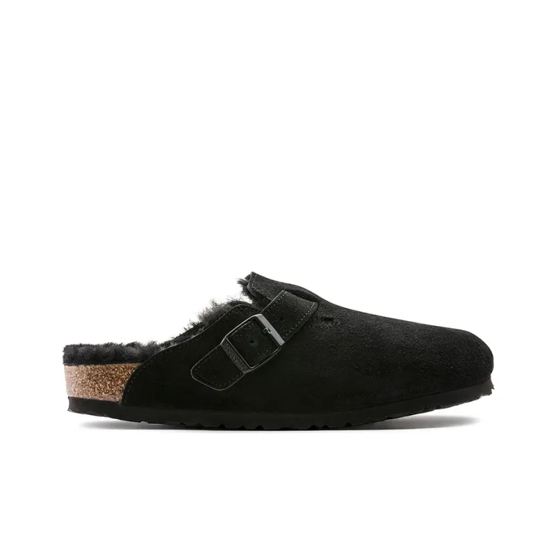 Birkenstock Boston Shearling Medium/Narrow Fit Suede Leather Black-1