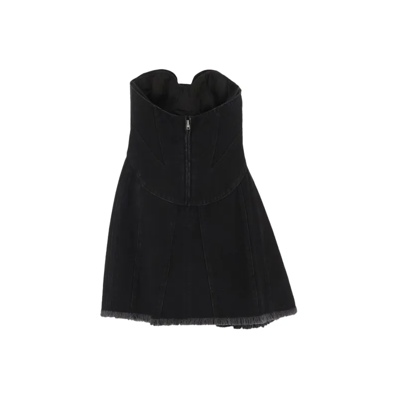 Alexander McQueen Frayed Edge Denim Mini Dress-1
