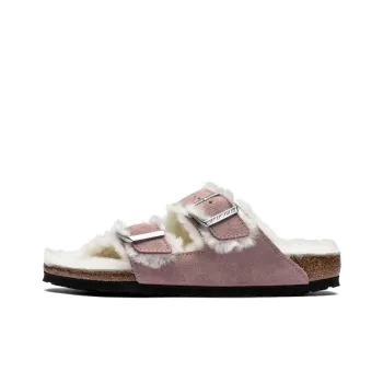 Birkenstock Arizona Shearling Other Abrasion-Resistant Slide Slippers Unisex Pink Narrow Fit