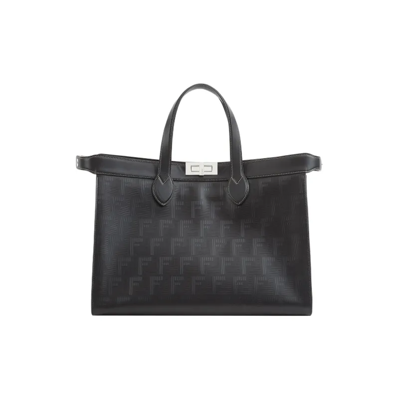 FENDI Peekaboo ISeeU Forty8 Calfskin Shoulder Bag Crossbody Bag Handbag Men's Black-0