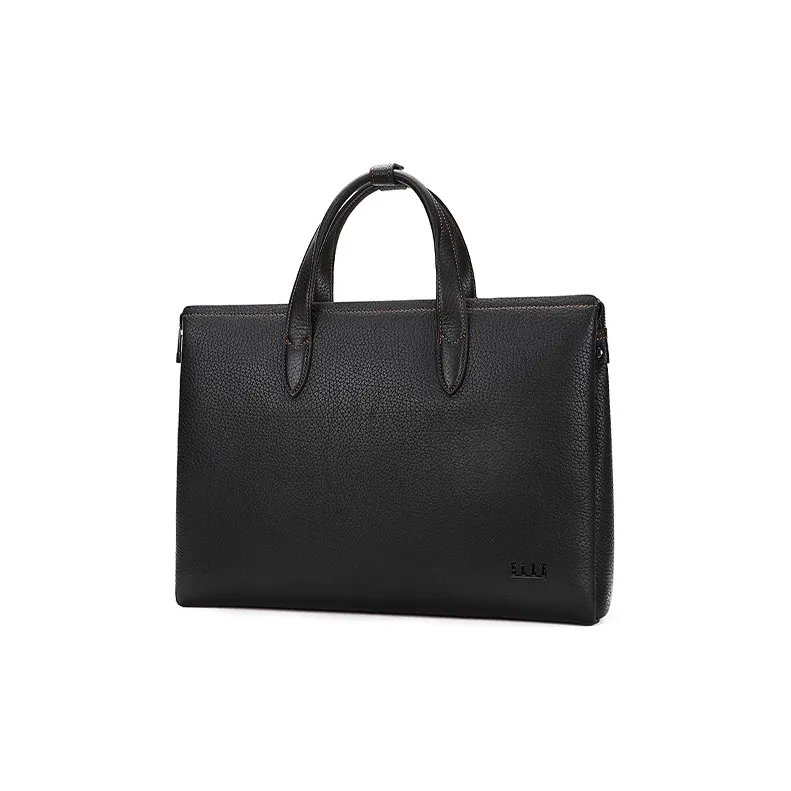 ELLE HOMME Top Grain Cow Leather Laptop Bag Handbag Medium Size Men's Black-1