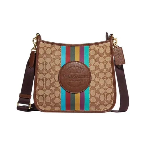 COACH Dempsey Fabric Cow Leather Patchwork Document Bag Shoulder Bag Crossbody Bag Large Size Women's Khaki Monogram